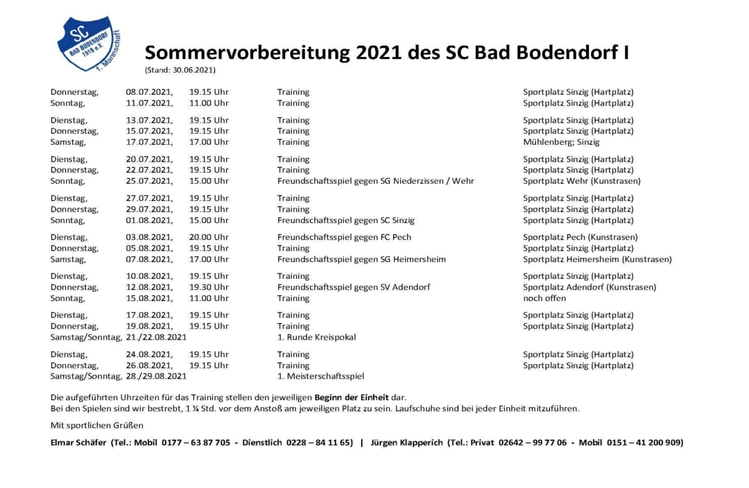 Sommervorbereitung Scb1 010721
