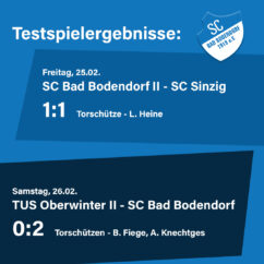 Testspiel Ergbnisse